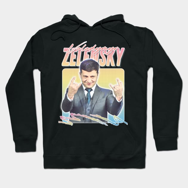 Zelensky Ukraine / Retro Aesthetic Fan Artwork Design Hoodie by DankFutura